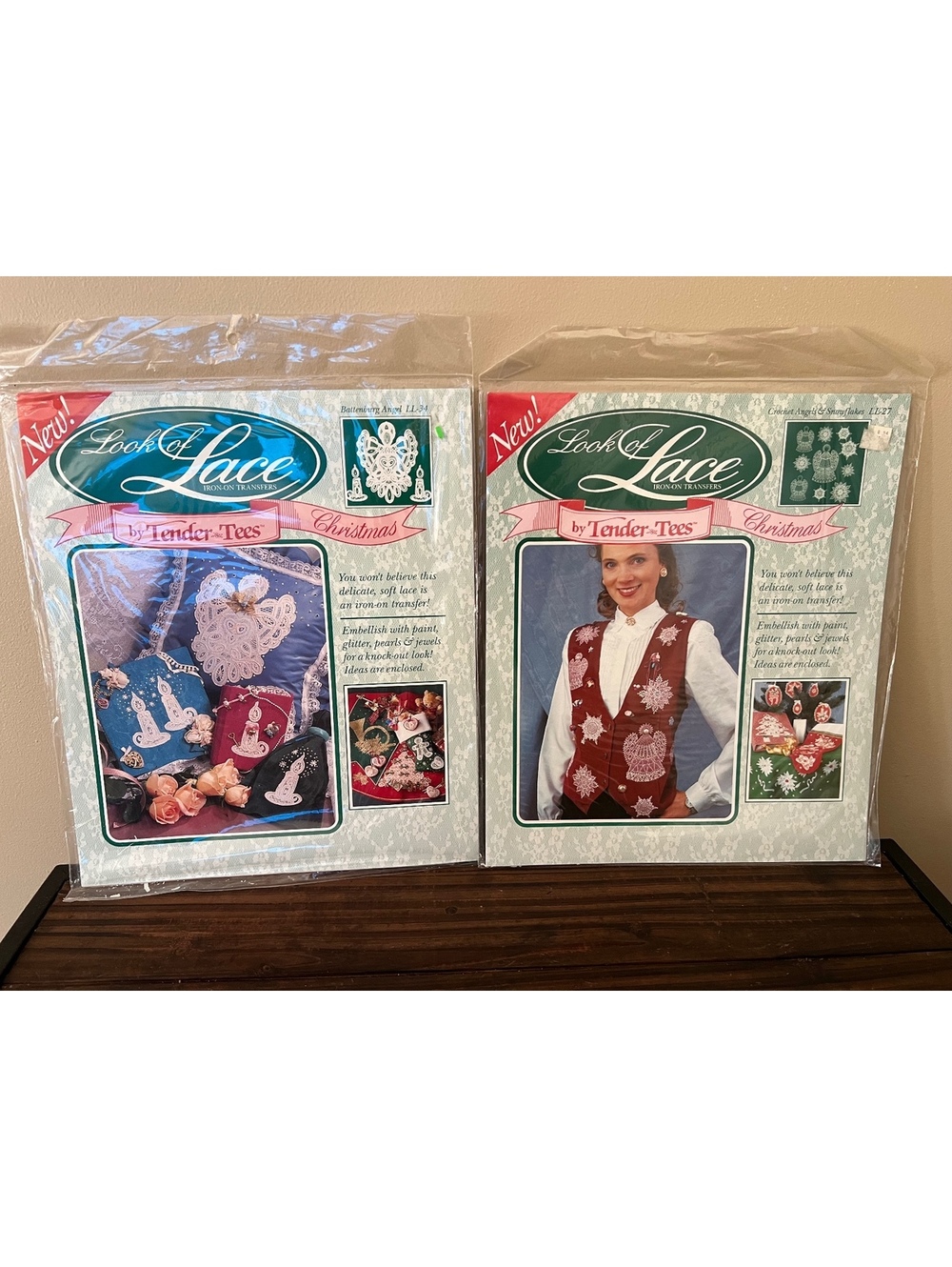 Vintage Lace Iron on Transfers 2 packages Christmas Appliqués  Grandmacore